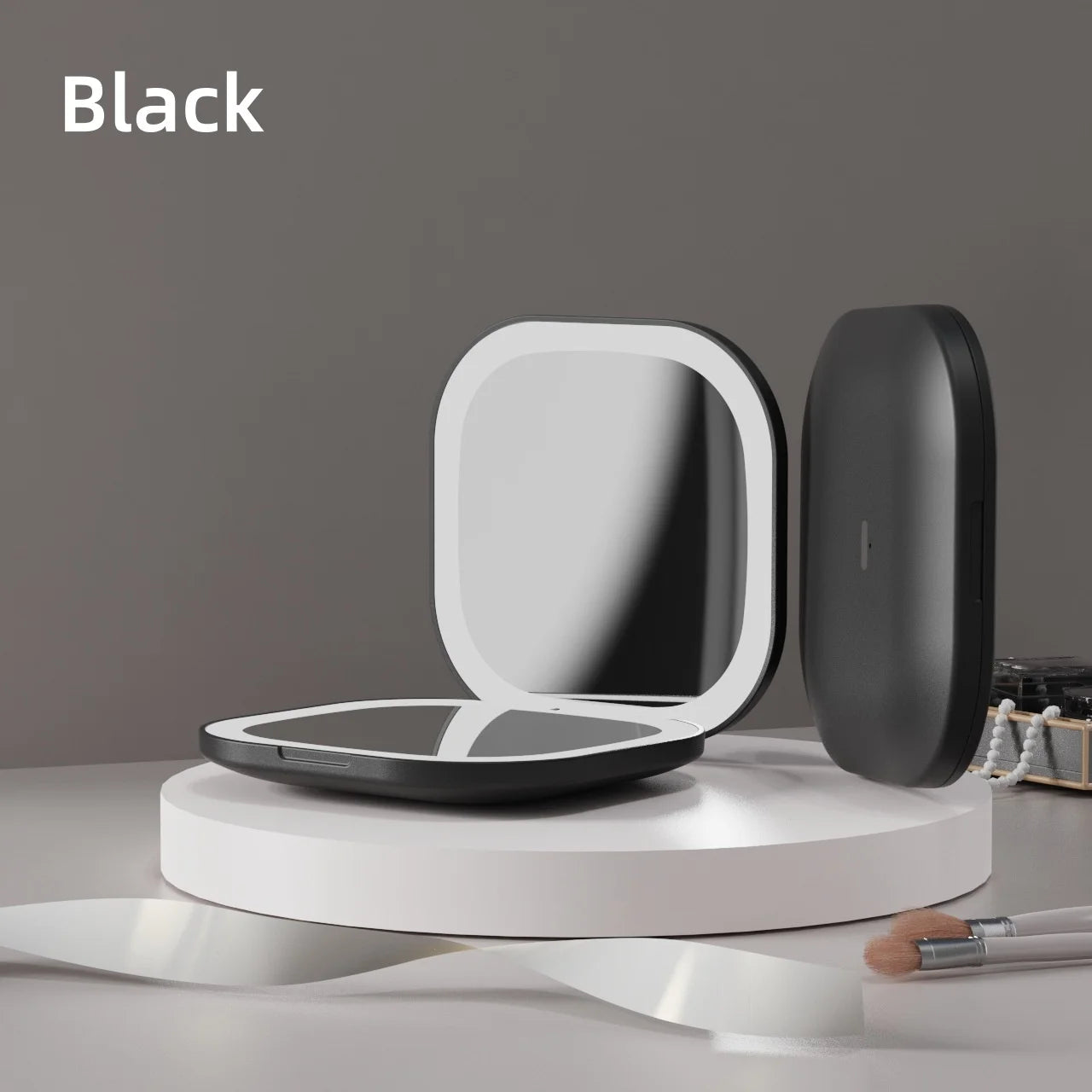 Double-Sided LED Makeup Mirror – Portable Illuminated Beauty Tool | 3× Magnification, USB Rechargeable Design, Adjustable Foldable Light