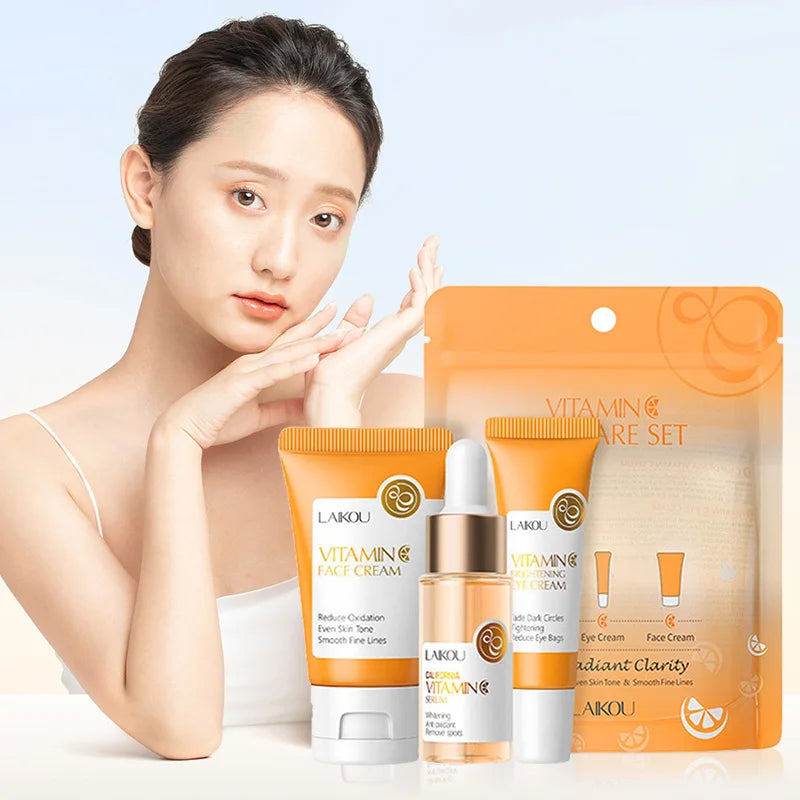 LAIKOU Vitamin C & 24K Sakura Trio – Radiance Firming Care | Brightening, Moisturizing, Anti-Wrinkle