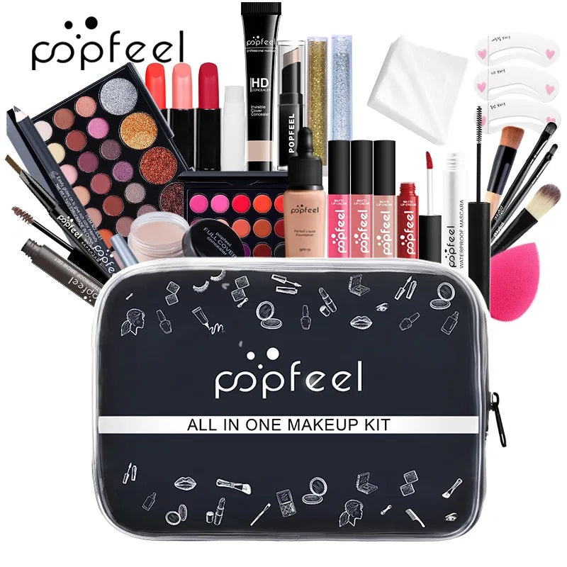 POPFEEL All-In-One Makeup Kit – Complete Beauty Set for Women | Professional Pigments, Precision Tools, Effortless Application