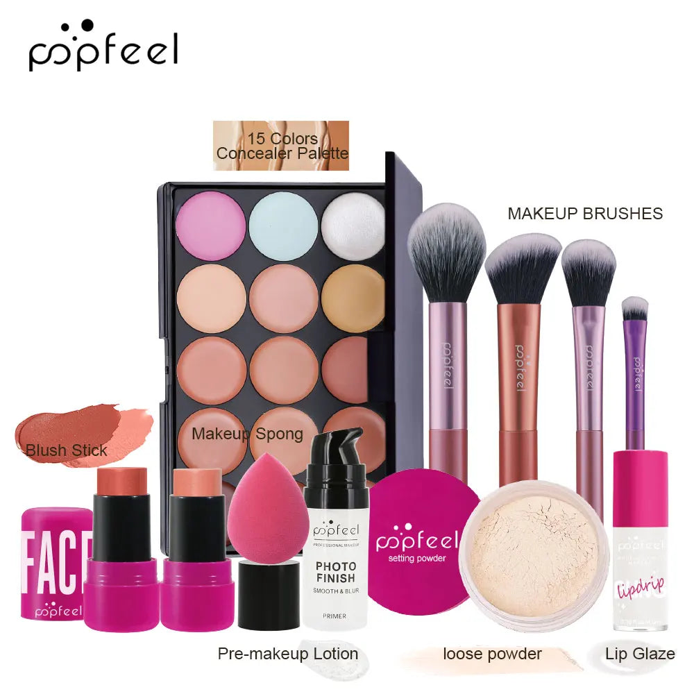 POPFEEL Holiday All-In-One Makeup Kit – Festive Beauty Collection | Eyeshadow Palette, Gloss & Lip Oil, Complete Seasonal Gift