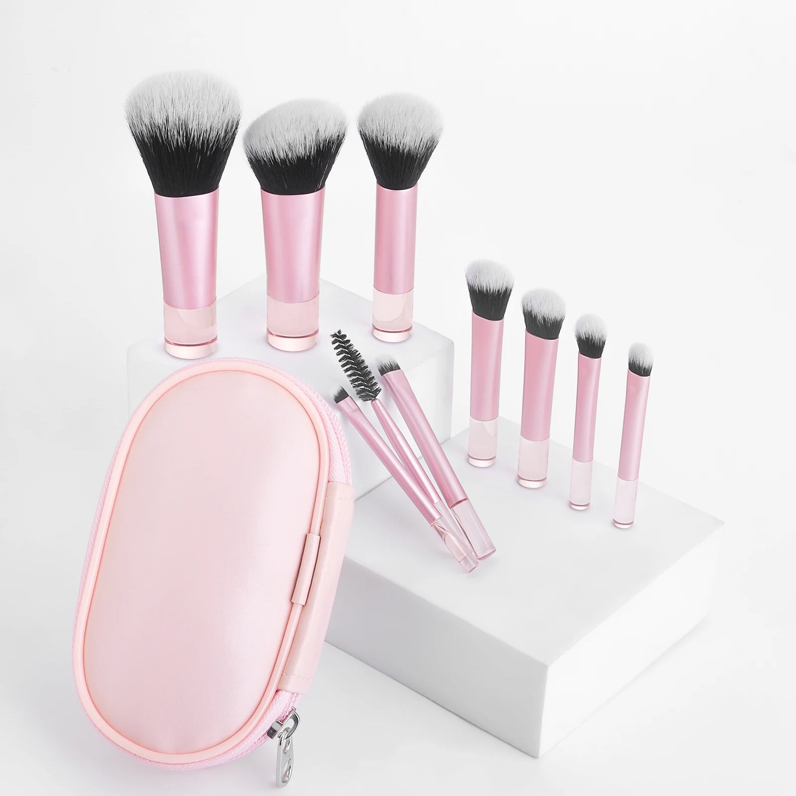 Mini Makeup Brush Set with Bag – Compact Travel Essentials | Multifunctional Brushes, Portable Cosmetic Kit, Refined Daily Utility
