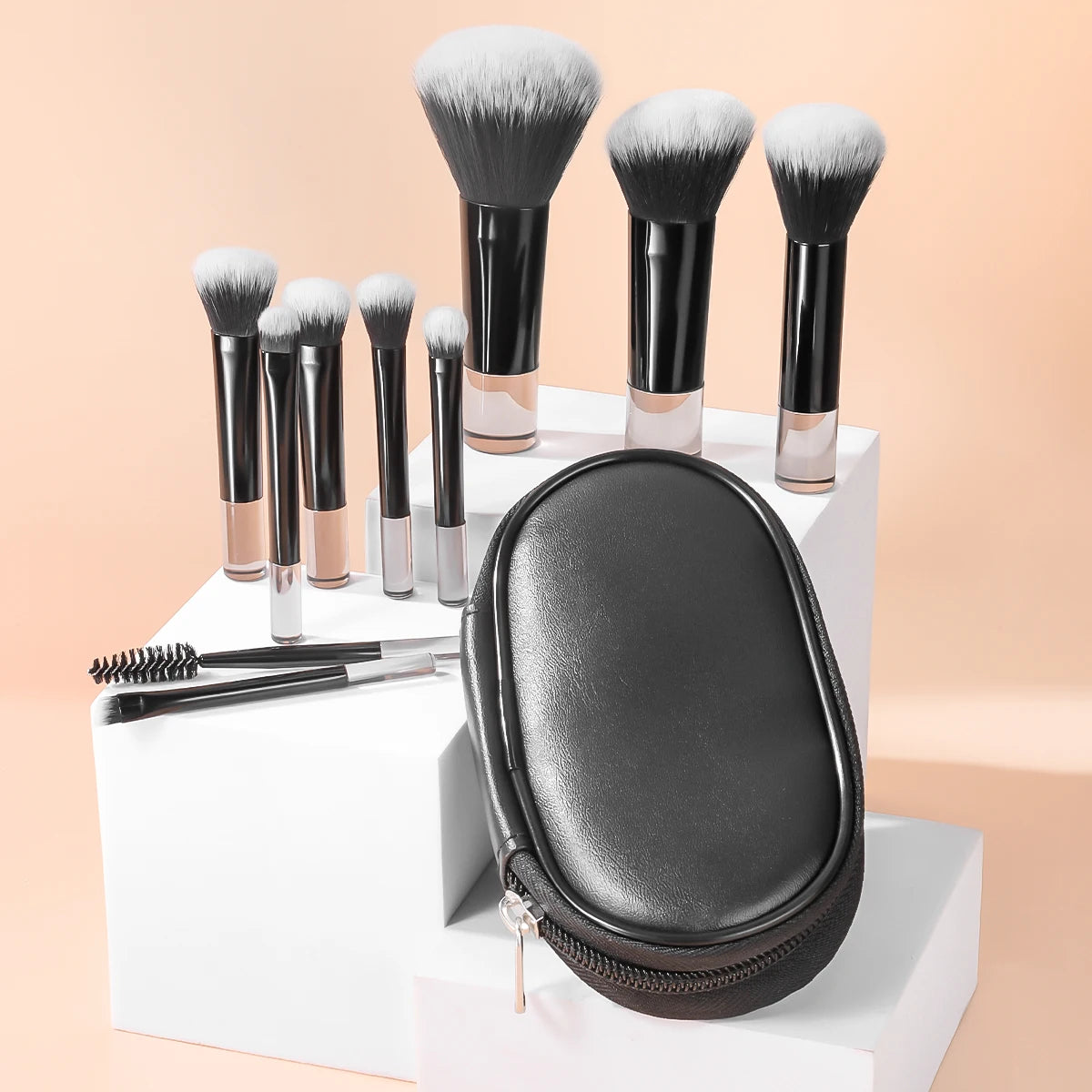 Mini Makeup Brush Set with Bag – Compact Travel Essentials | Multifunctional Brushes, Portable Cosmetic Kit, Refined Daily Utility