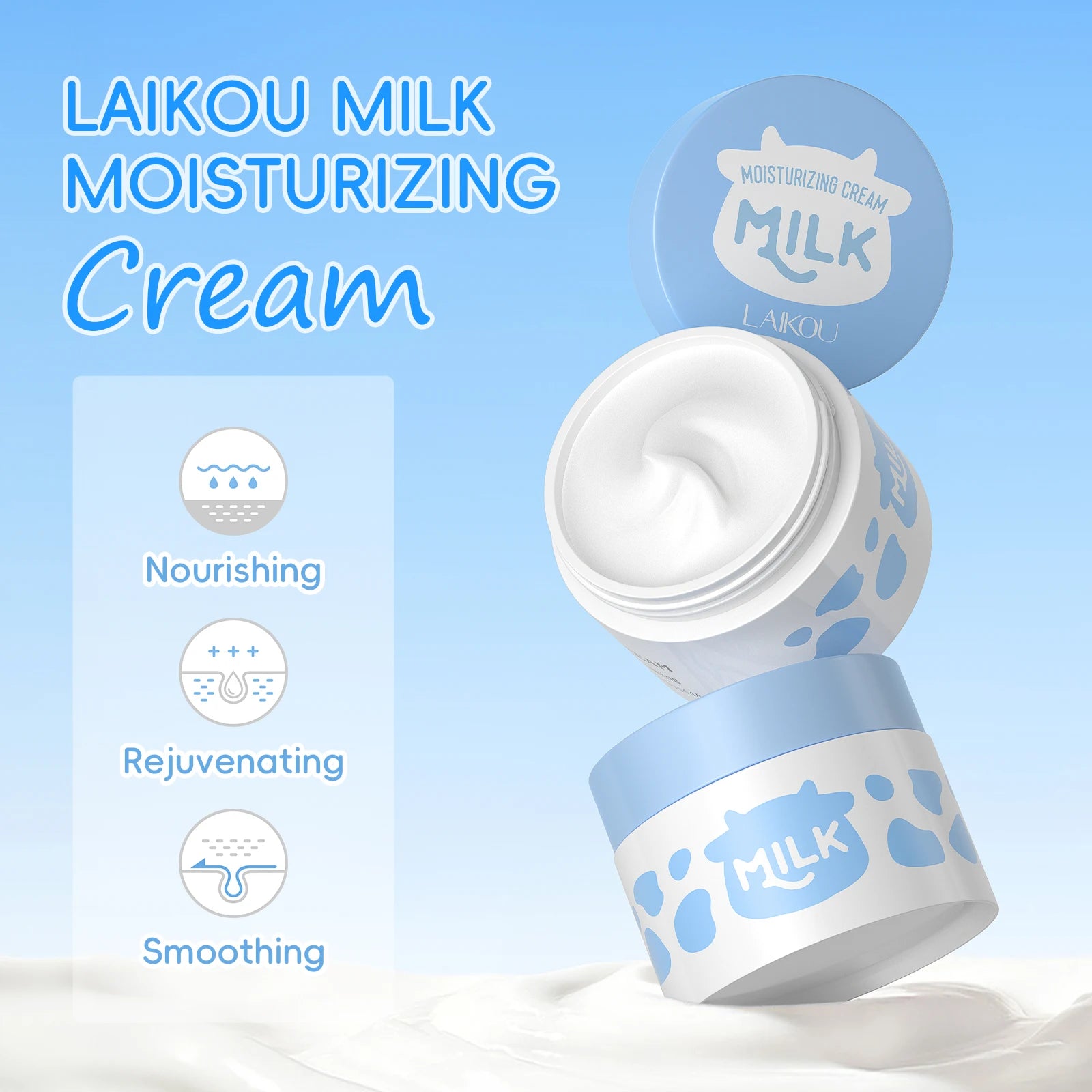 LAIKOU Milk Skincare Travel Set – Softening & Hydration Care | Brightening Serum, Moisturizing Cream, Gentle Cleanser