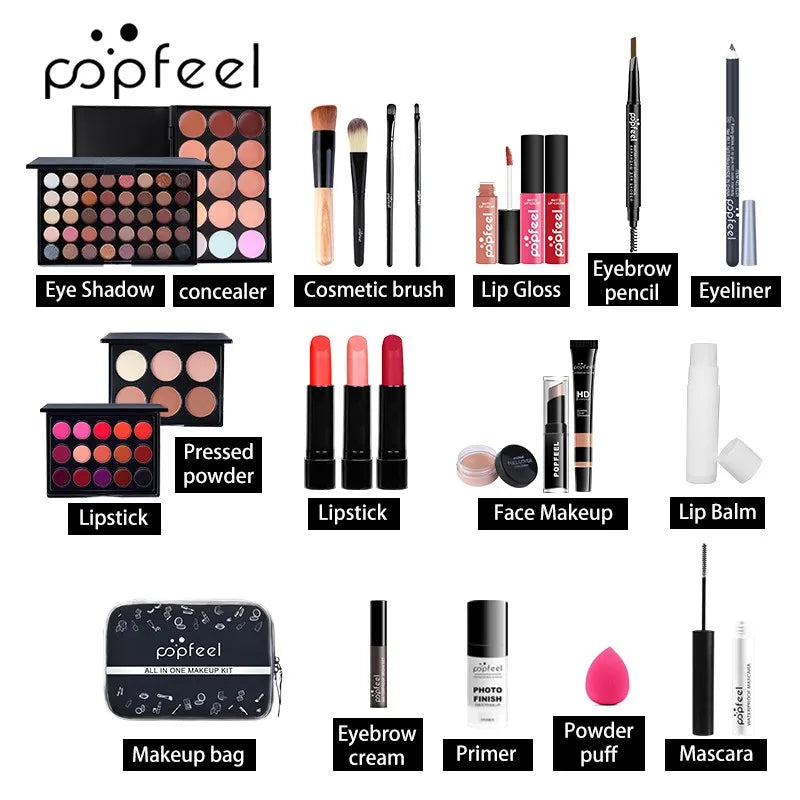 POPFEEL All-In-One Makeup Kit – Complete Beauty Set for Women | Professional Pigments, Precision Tools, Effortless Application