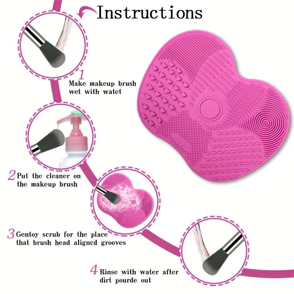 Silicone Apple-Shaped Brush Cleaning Pad – Deep Clean Makeup Tools | Suction Cup Grip, Multi-Texture Surface, Hygienic Daily Care