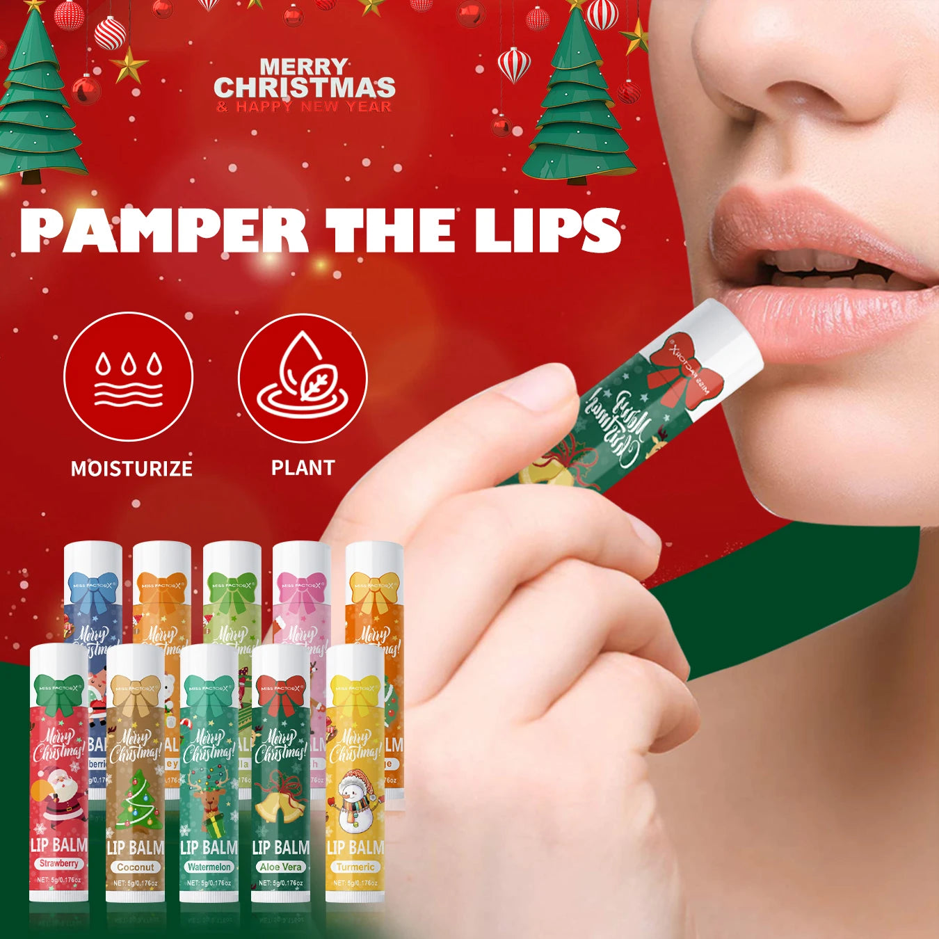 Holiday Lip Balm Gift Box – Nourishing Moisture Collection | Soft Hydration, Long-Lasting Comfort, Festive Beauty Gift