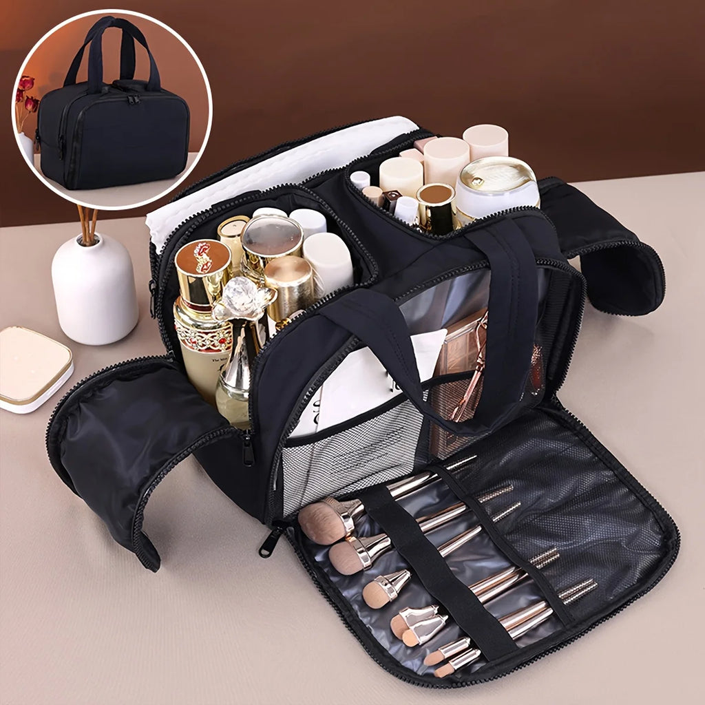 Smart Travel Toiletry Bag – Elevated Cosmetic Organizer | Large-Capacity Layout, Side-Zip Access, Sleek Portable Design