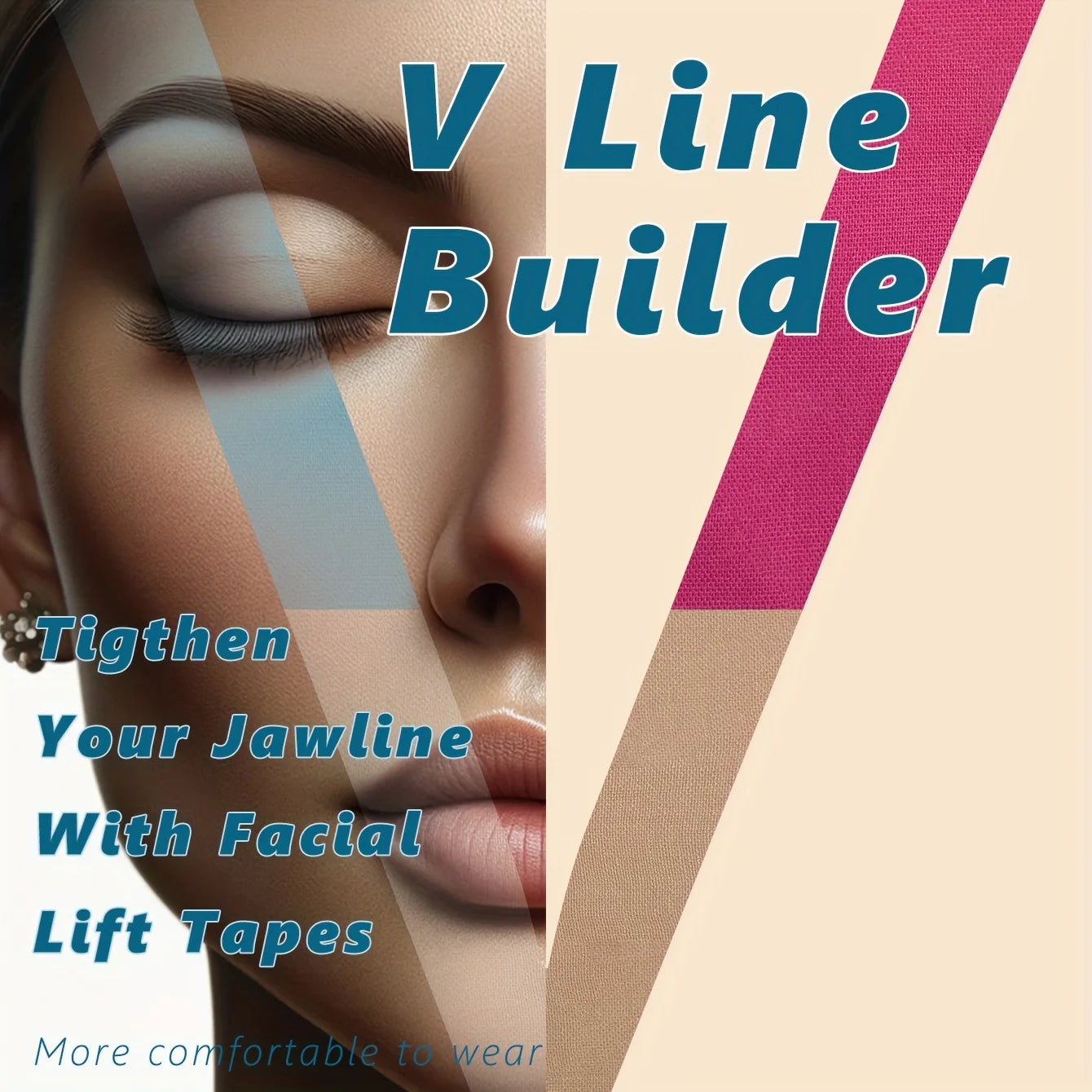 Elastic Face Lift Tape – Instant V-Shape Definition | Invisible Reusable Tape, Jawline Sculpting, Neck & Chin Lift Support