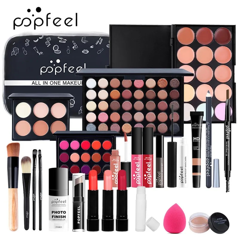 POPFEEL All-In-One Makeup Kit – Complete Beauty Set for Women | Professional Pigments, Precision Tools, Effortless Application