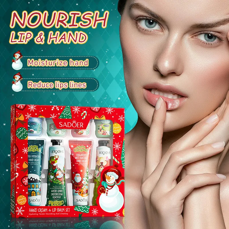 SADOER Christmas Care Collection – Hydrating Hands & Plumping Lips | Moisturizing, Nourishing, Holiday Edition