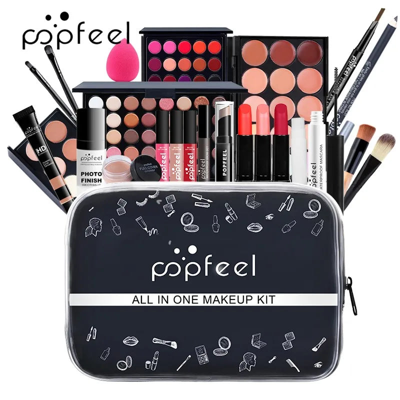 POPFEEL All-In-One Makeup Kit – Complete Beauty Set for Women | Professional Pigments, Precision Tools, Effortless Application