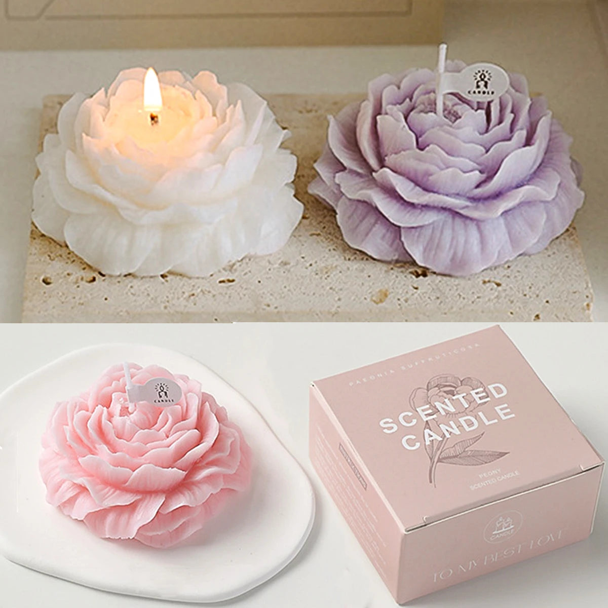 Peony Aromatic Candle – Sculpted Floral Art | Scented Peony Bloom, Gift-Ready, Wedding & Valentine’s Keepsake