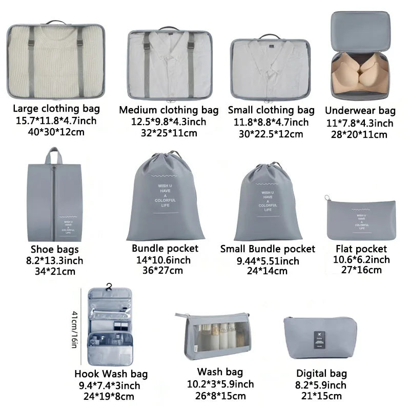 Travel Storage Bag Set – Lightweight Packing System | Clothes, Toiletries & Shoe Cubes, Digital Organizer, Structured Luggage Clarity