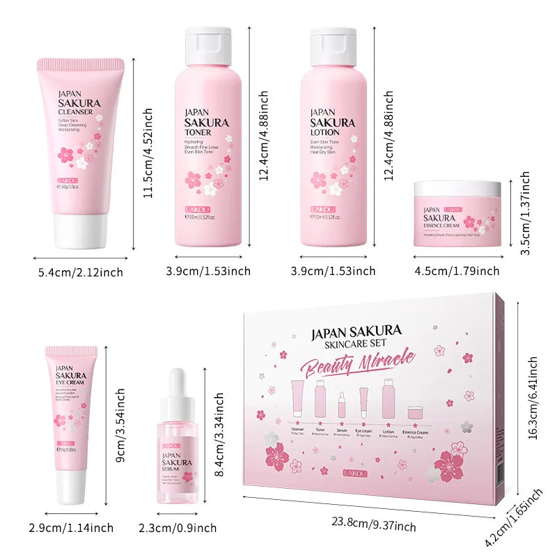 LAIKOU Sakura Skincare Ritual – Hydrating & Softening Care | Cleanser, Toner, Serum, Lotion, Face Cream & Eye Cream