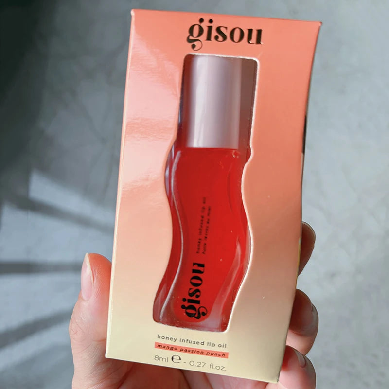 Gisou Moisturizing Lip Oil Balm – Nourishing Gloss Treatment | Plumping Effect, Soft Exfoliation, Cherry-Tinted Shine