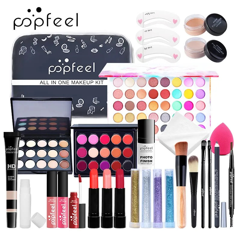 POPFEEL All-In-One Makeup Kit – Complete Beauty Set for Women | Professional Pigments, Precision Tools, Effortless Application