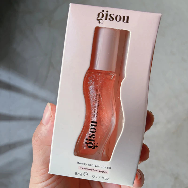 Gisou Moisturizing Lip Oil Balm – Nourishing Gloss Treatment | Plumping Effect, Soft Exfoliation, Cherry-Tinted Shine