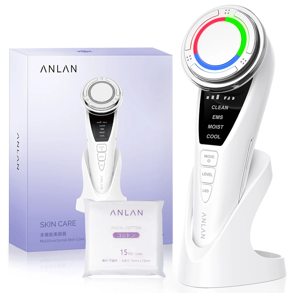 ANLAN EMS Facial Massager Pro – Advanced Face Lifting & Rejuvenation | Hot–Cold Therapy, Deep Cleansing, Intelligent Anti-Aging Care